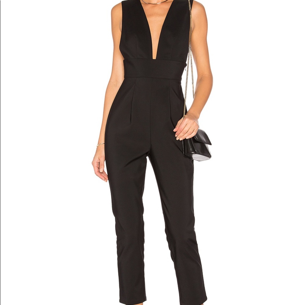 By the Way- Revolve- Deep V Black Jumpsuit